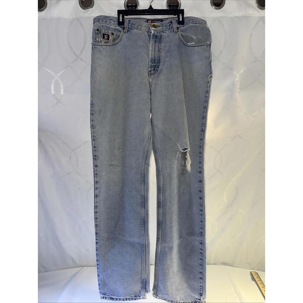 Chaps Denim Distressed Straight Fit Medium Wash Jeans Men's 34 x 34